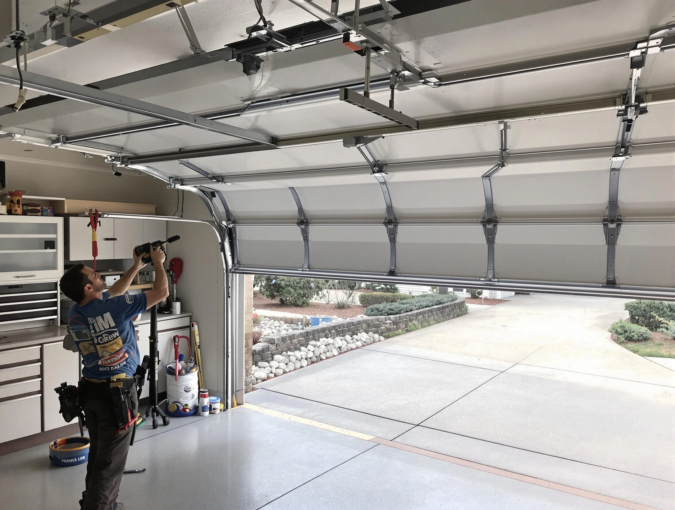 Garage door track repair service by Lake Forest Garage Door Repair in Lake Forest